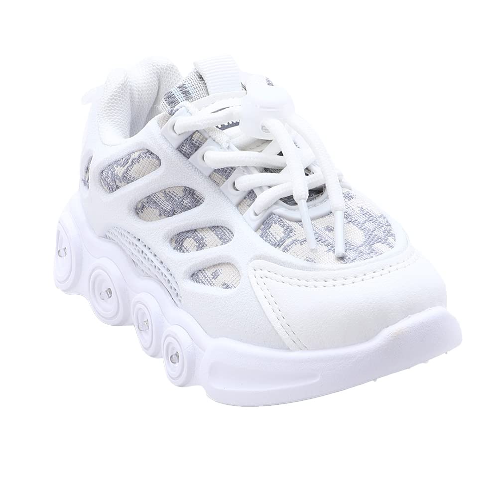 HopscotchBoys Leather Solid Led Sneakers & Slip Ons in White Color