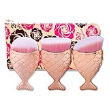 Saking 3 Pieces Mermaid Foundation Powder Blush Concealer Cream Makeup Brush(Gold)