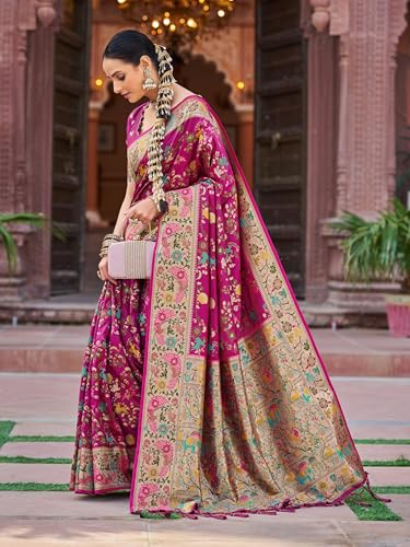 Image of SWORNOF Women's Kanjivaram Soft Silk Banarasi Sarees With Unstiched Blouse Piece