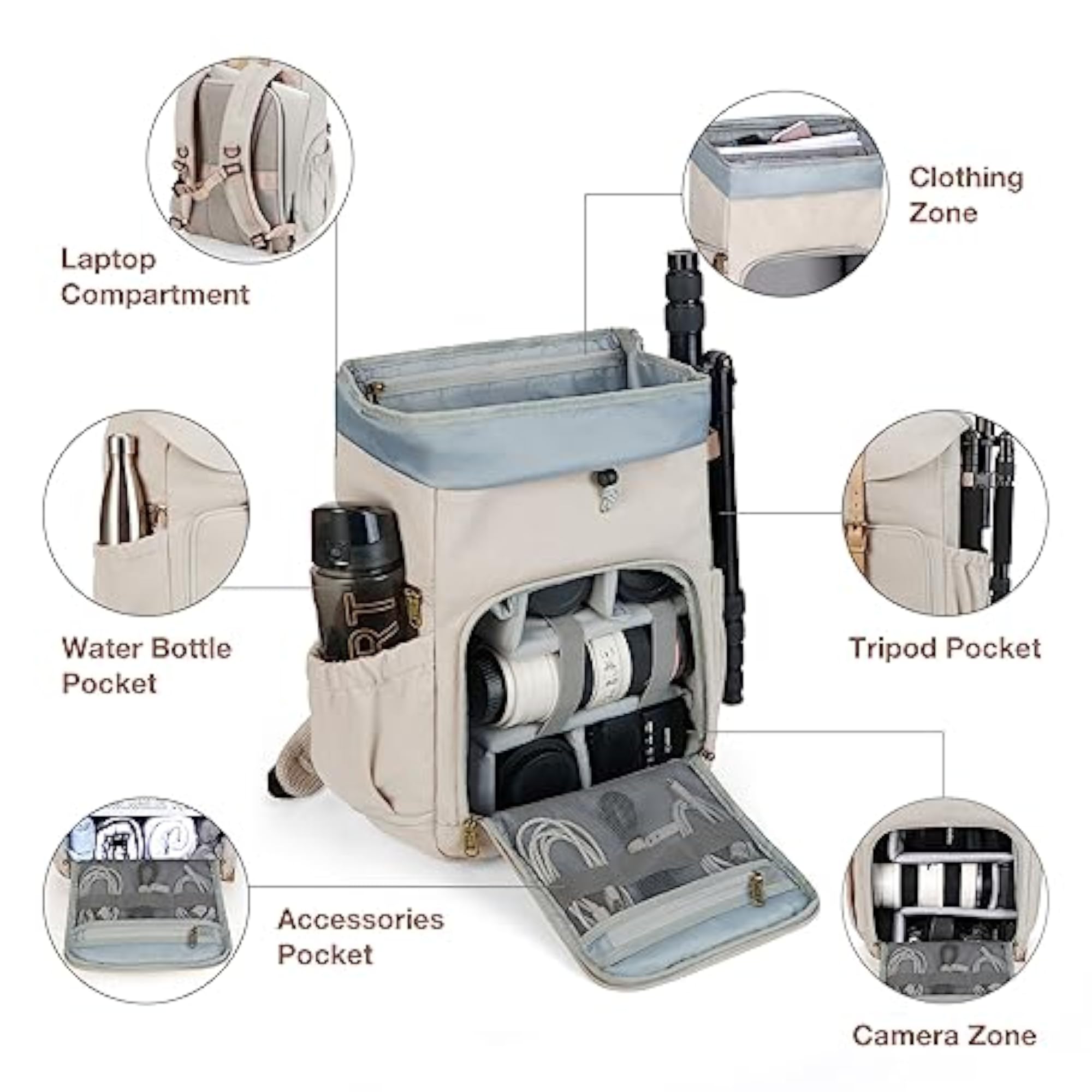 Camera Backpack, Anti-Theft DSLR Bag for Travel