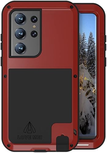 LOVE MEI Funda de metal para Samsung Galaxy S23 Ultra, resistente al aire libre, de aluminio, resistente a prueba de golpes, protección contra
