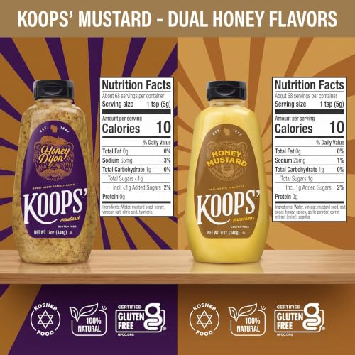 Image of Koops' Mustard Gluten-Free, Kosher, Made in USA, From Quality Mustard Seeds, Creamy (Honey Mustard & Honey Dijon)