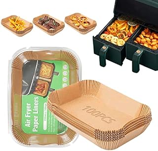 Air Fryer Liners Rectangle 8.7*5.5in Air Fryer Disposable Paper Liners for Ninja Air Fryer, Parchment Paper Liners Oil-Proof, Water-Proof, Compatible with Ninja AF300UK AF400UK(100PCS)