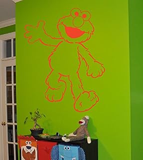 Sesame Street Elmo Sticker Decal Wall Art, Glossy Red, Cartoon Style, Vinyl Material, Nursery Wall Stickers, For Walls, Windows, Tiles, Floors, Doors, Furniture, Electrical Items, Cars