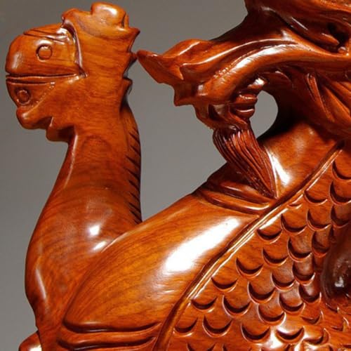 Estatua de Dragón Feng Shui de Madera 4 pulgadas miniatura 2