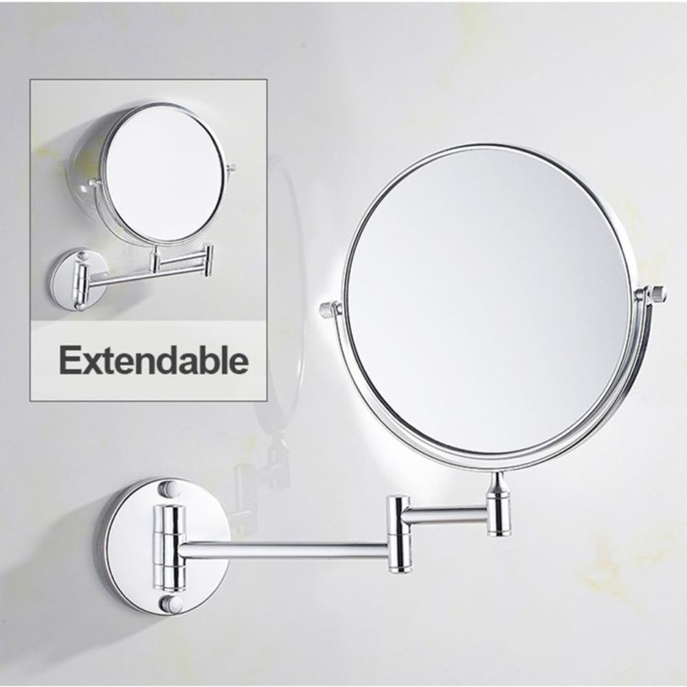 JPS(tm) 8" Makeup Mirror/Shaving Mirror/Bathroom Mirror Magnify Mirror & Wall Bracket with Adjustable Frame (Series:-Silver)
