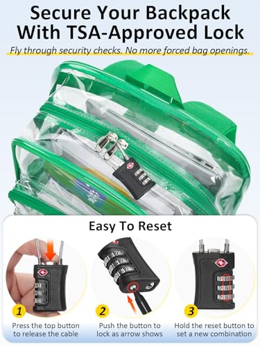 Image of Clear Backpack for School, Heavy Duty Clear Bookbag With a TSA Lock | 18 inch large clear bag, Durable PVC, For boys /girls /men /women /teens /adult, Ideal for work /sport /travel /daily life