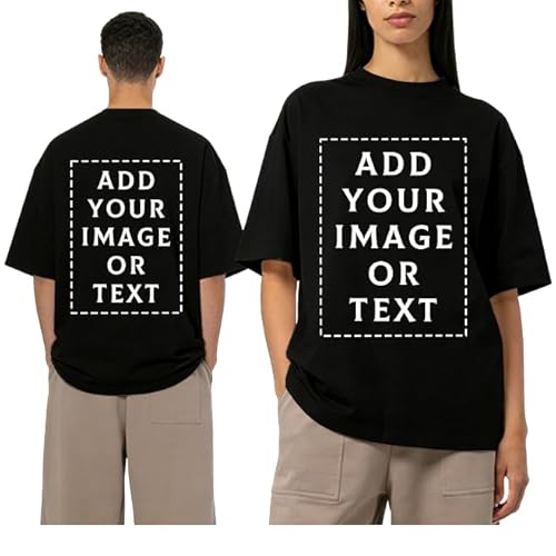 CARPESUN Custom T Shirts, Double Sided Unisex Tshirts for Adults, Custom Picture Text Logo Shirt for Personalized Gifts (US, Alpha, Large, Regular, Regular, Black)