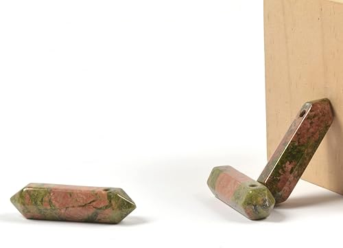 Vista 103 de Cuarzo rosa de 1.28 pulgadas (1.260 in) con piedras preciosas naturales hexagonales para hacer joyas, cuentas de curación de reiki de chakras