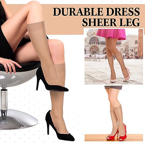 Image of 50 Pairs Nylon Sheer Knee High Stockings for Women Girls Reinforced Toe Socks Compression Stretchy Knee Highs Bulk