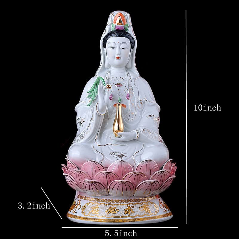 Estatua de Quan Yin en porcelana de 10 pulgadas miniatura 7