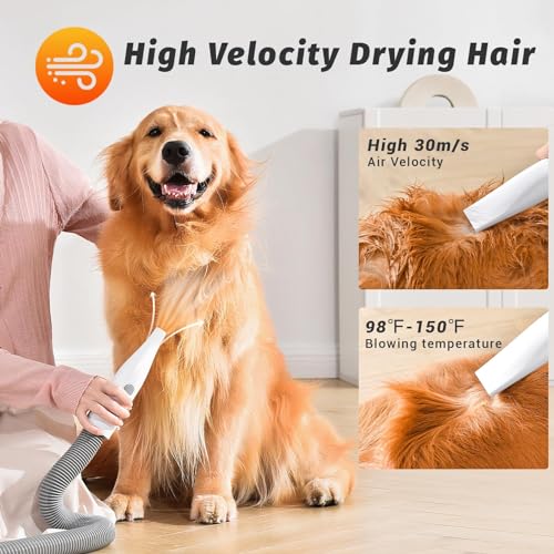 Akwadu Dog Grooming Vacuum & Blow Dryer : 16000Pa Hair Suction, Dog Clipper, High Velocity Dog Blower with Heater, 8 Pet Grooming Vacuum kit, Gray — view 5