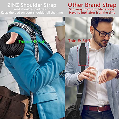 Image of Shoulder Strap 78 inch Universal Handbag Strap with Ultra-thick Fixed Padded and Dual Balanced Adjustable Buckles Shoulder Crossbody Strap for Briefcase Messenger Bag Laptop bag Luggage,BK&White Jacquard