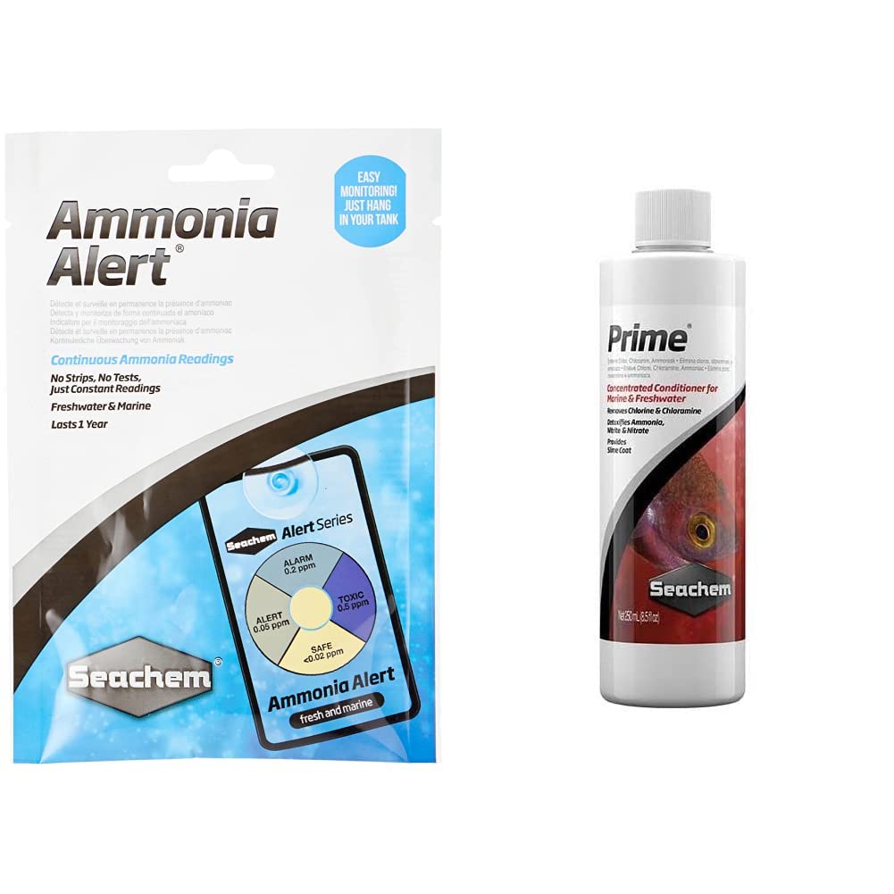 Seachem Alerta de amoníaco para Agua Dulce & Acondicionador de Agua Prime, 250 ml
