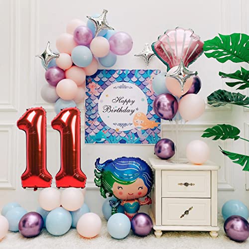 Image of 40 Inch Red Number 11 Balloon, 11th Birthday Decoration Boys Girls