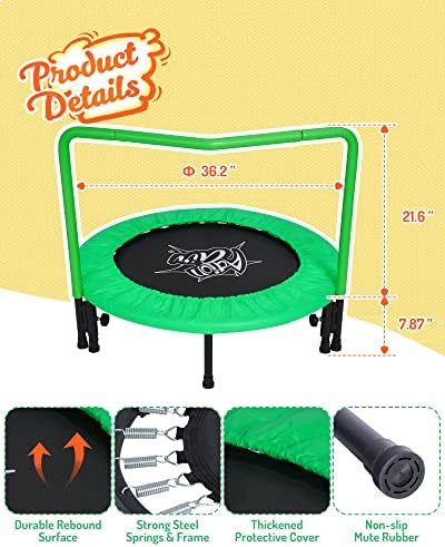 ACTION AIR Mini Trampoline, Folding Trampoline for Indoor and Outdoor, Rebounder Trampoline with Adjustable Handle, Small Trampoline with Safety Pad, Max 220 lbs and 260 Lbs 5 51dVGiZf iL. AC