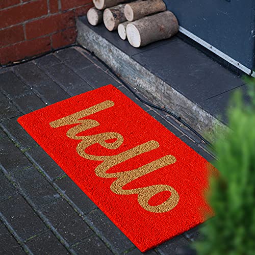 Calloway Mills 100301729Rns Script Hello Doormat, 17" X 29", Red/Natural #TOP1