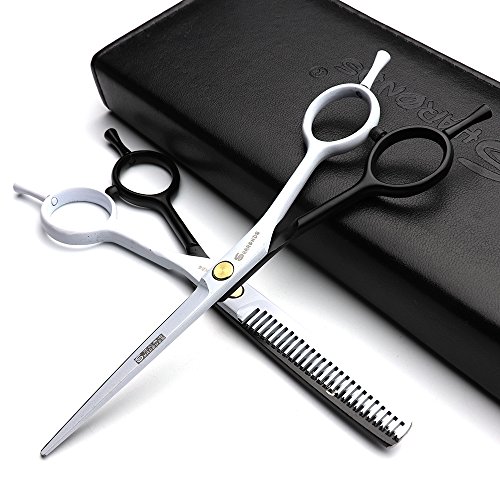 5.5 poucesCheveux Profession Stylist Ciseaux Cheveux Salon Studio Professional outils de modelage Ciseaux de coupe Noir et blanc de type A + ciseaux à effiler