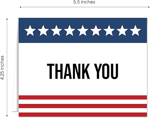 Miniatura 5 de Tarjetas de felicitación patrióticas de agradecimiento125 tarjetas de agradecimiento estadounidenses con sobres blancostarjetas de agradecimiento