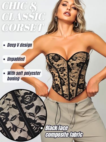 Image of ChiaoLezhee Heart Corset Top For Women, Sexy Concert Outfits Going Out, Strapless Crop Top, Overbust Bustier