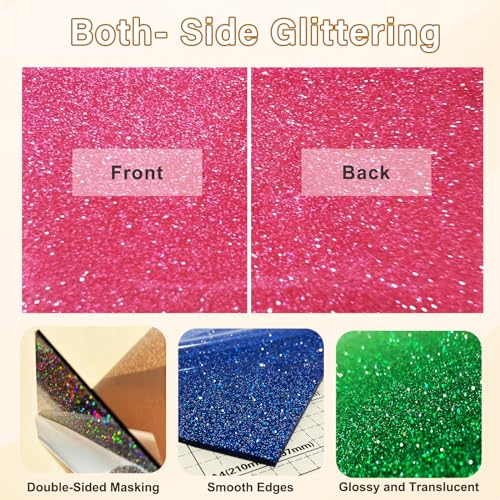 Image of Glitter Acrylic Sheets 1 /8 in Thick 8x8 Cast Sparkly Acrylic Sheets 3mm for Laser Cutting, Engraving, Invitation Blanks, Signs, Festival Decorations(8, Assorted, 8 inchx8 inch)