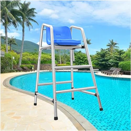AviiSo Escalera para piscina exterior 70 59 47 pulgadas Presidente del árbitro de competición con orificio y gancho para sombrilla, Taburetes de bar al aire libre de la cubierta de la piscina, Carga 6