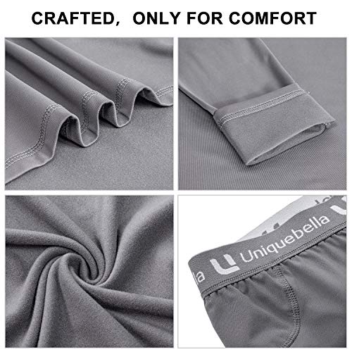 Uniquebella P004171 Men'S Thermal Underwear Sets Top & Long Johns Fleece Sweat Quick Drying Thermo Base Layer Grey thumb #4