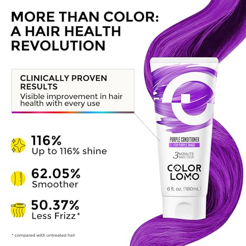 Image of COLORLOMO Semi Permanent Hair Color Depositing Conditioner, Purple | 3 Minutes Magic Refresh & Boosts Color For Bleached & Color-Treated Hair, Nourishing Formula, Vegan & Cruelty-Free, 6 Oz