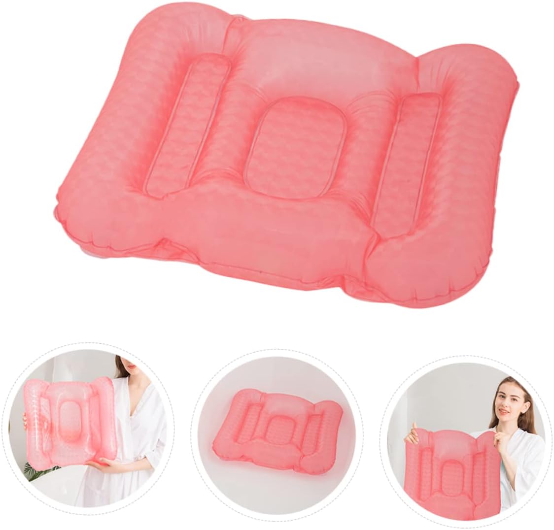 Kisangel 1pc Inflatable Cushion Inflatable Bath Tub Spa Tub Bath Mat Pink Head and Neck Rest Bathtub Back Support Rest Bathtub Spa Pillow Cushion Spa Seat Cushion Seat Cushion for Home PVC