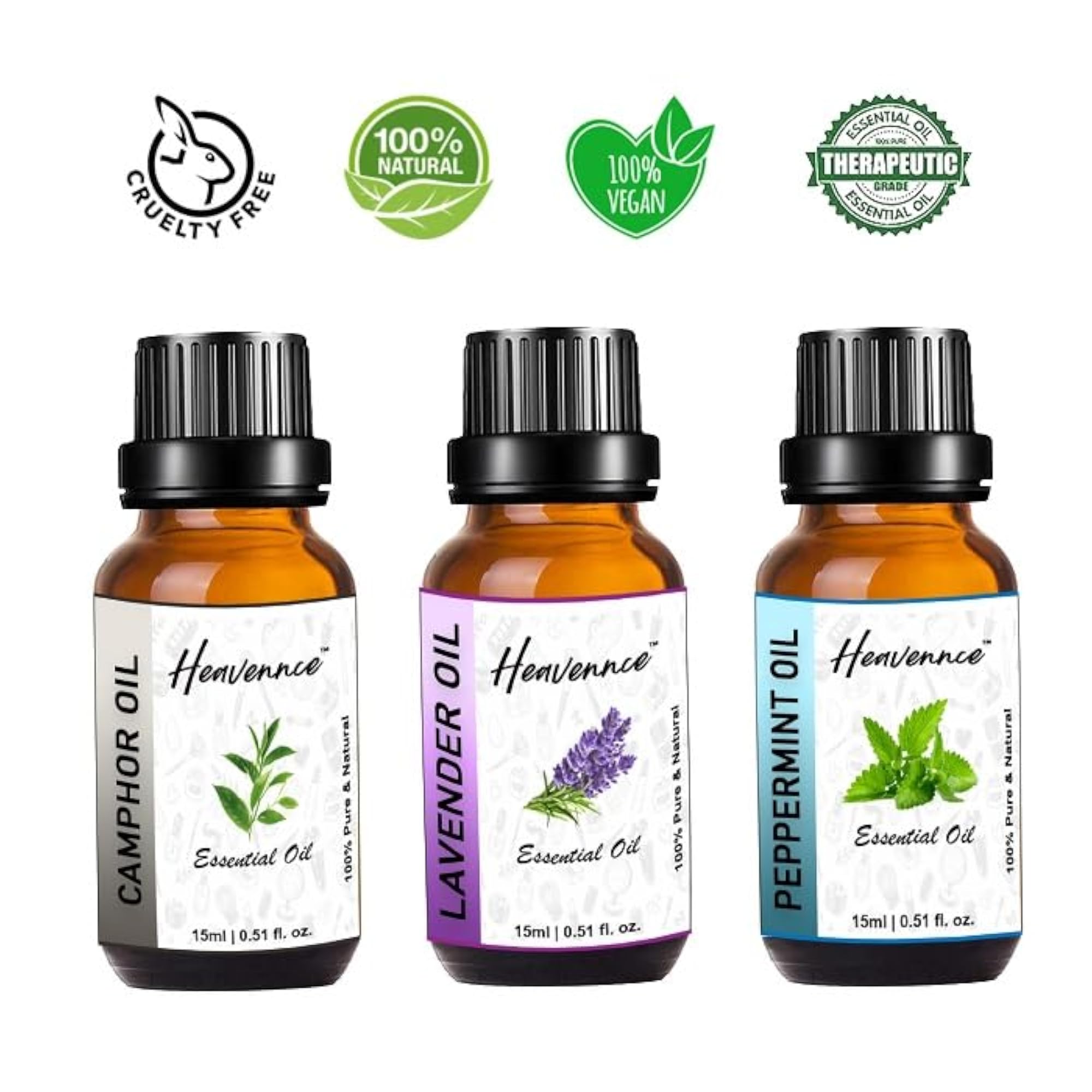 Camphor, Lavender, Peppermint Essential Oil Trio, Stress Relief