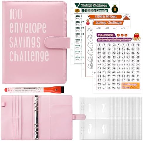 100 Envelope Saving Challenge A5 Money Saving Folder with 3 Memor...