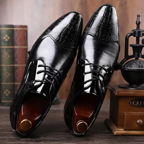 Mens Dress Oxford Shoes Pointed Toe Patent Leather Lace-ups Formal Derbys Business Wedding Shoes4