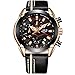 Watches for Men,LIGE Chronograph Waterproof Military Sports Analog Quartz Watch Gents Big Face Leather Strap Date Fashion Casual Dress Wrist Watch Rose Gold Black