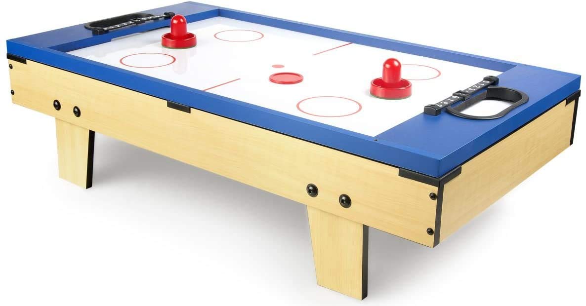Leomark Table de babyfoot - 4 in 1 - Jeu de Football, Billard, Tennis, Hockey, Baby-Foot en Bois, Jeu de Football pour Enfants