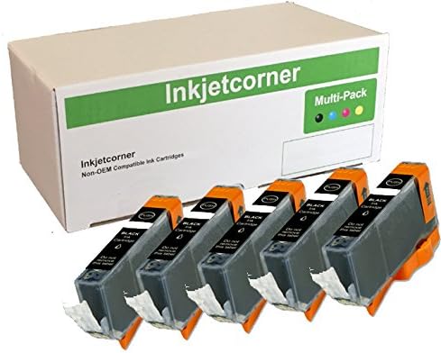 InkjetcornerInkjetcorner 5 Pack Small Black Compatible Ink Cartridge Replacement for CLi-221BK CLI-221 for use with iP3600 iP4600 iP4700 MP560 MP620 MP640 MX860 MX870 MP980 MP990
