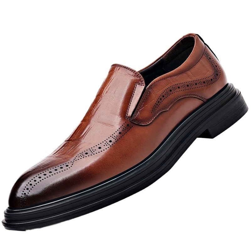 Men's Slip On Pointed Toe Derbys Formal Shoes Leather Business Oxford Shoes Wedding Business Work Office Outdoor Party Casual Dress Shoes