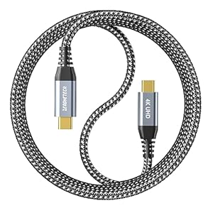 ZeroneTeck Cable USB C de 3 pies, cable USB C 3.2 Gen 2X2, salida de video para monitor 4K, transferencia de datos de alta velocidad de 20 Gbps, carga rápida de 100 W para Carplay iPhone 16, MacBook