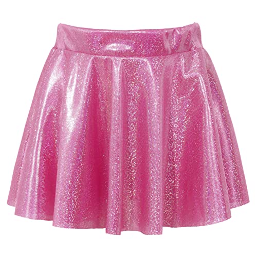 Oyolan Kids Girls Sparkling Shiny Metallic Ballet Dance Skirt Pleated Flared Skater Performance Dancewear Costumes Hot Pink 13-14 Years #TOP24