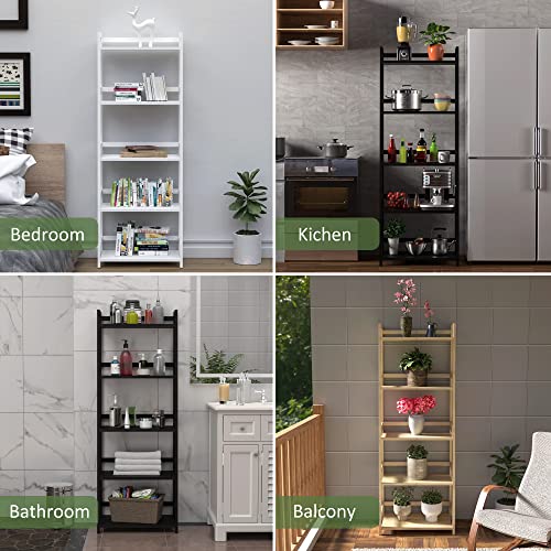 Wtz Upgraded Bookshelf, Storage Book Shelves, 5 Tier Tall Bookcase, Modern Open Ladder Shelf For Bedroom, Living Room, Bathroom, Kids Room, Office, Mc-509 (Natural) #TOP3