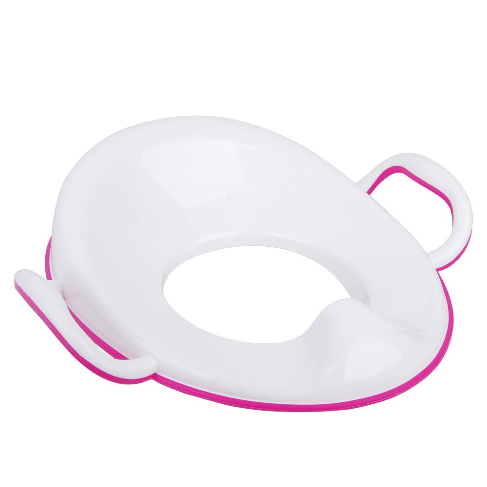 Potty Training Seat with Handles for Boys and Girls, Slip-Resistant with Splashguard and Hanging Ring, Portable for Travel, Easy to Clean (Pink)