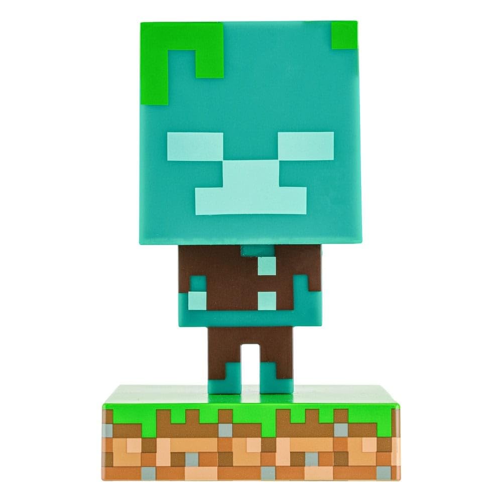 Minecraft Drowned Zombie Mini Icon Light, Officially Licensed Lamp for Kids Bedrooms, Gaming Rooms and Home