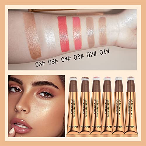 Liquid Highlighter Beauty Wand, Highlight Bronzer Stick With Cushion Applicator,Lightweight Super Silky Cream Face Illuminator Makeup Stick,05 Pearl White Highlighter Wand #TOP3