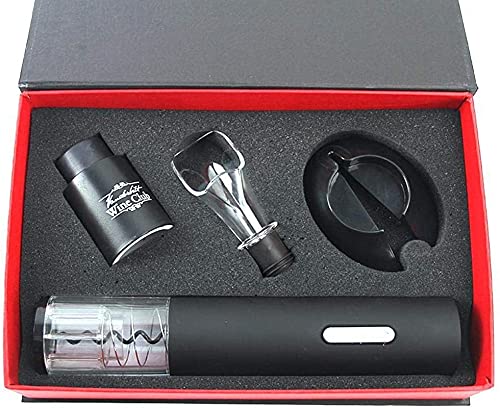 Livronic Electric Wine Bottle Opener Corkscrew Automatic Champagne Bottle Opener Kit With Foil Cutter Drinkware，High-End Wine Bottle Opener (Color : Black, Size : China) #TOP6