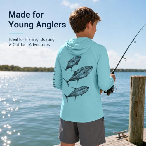 Image of Palmyth Boys Fishing Shirt UPF 50+ Youth Long Sleeve Shirts with Hooded