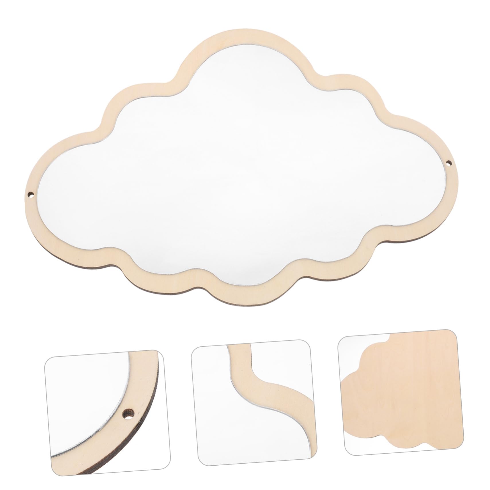 Angoily Nursery Mirror Wooden Frame Boys and Girls Mirror for Wall Classic Design