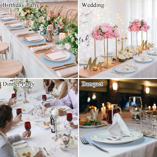 SHACOS 100 PCS Round Paper Placemats 13 inch Disposable Paper Place Mats for Dinner Wedding Birthday Party Festival Table Decoration Indoor Outdoor, Dusty Blue by SHACOS - Image 6