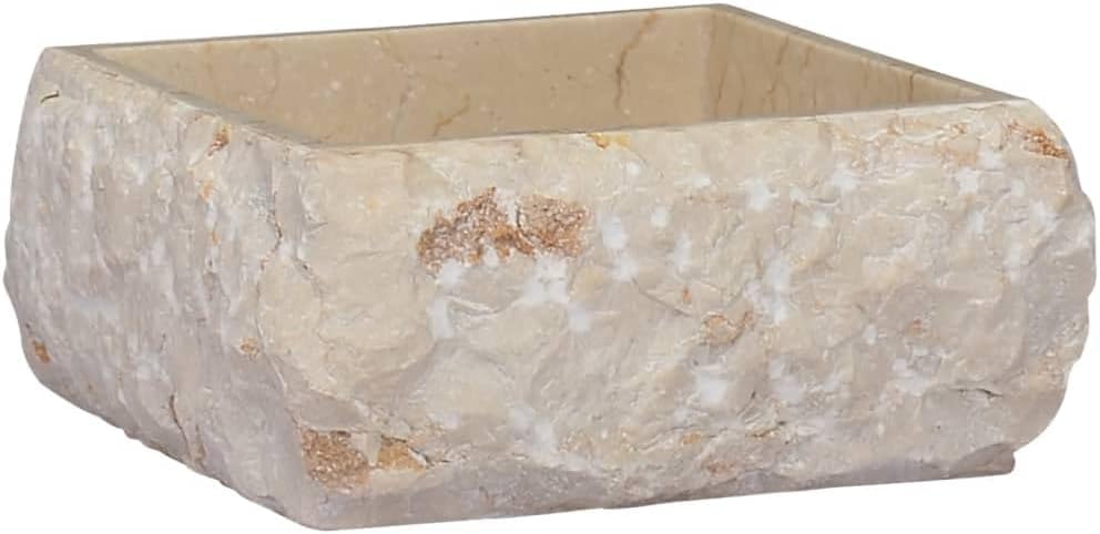 Marble Vessel Sink, Bathroom Vessel Sink, Above Counter Marble Bowl Sink, Bathroom Sink Above Counter Basin Washing Bowl, Cream 11.8"x11.8"x5.1" Marble,-605