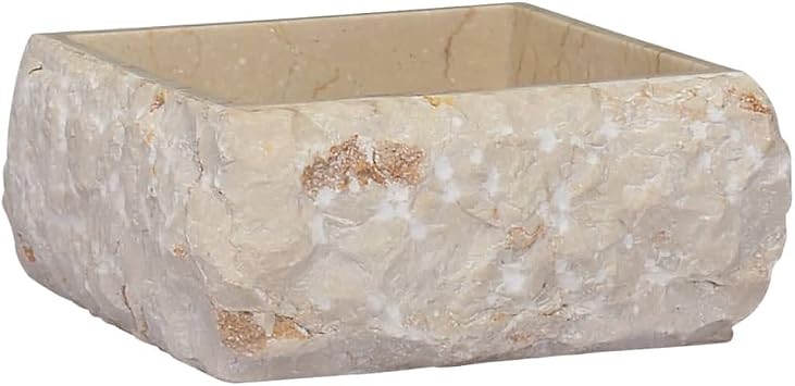 Marble Vessel Sink, Bathroom Vessel Sink, Above Counter Marble Bowl Sink, Bathroom Sink Above Counter Basin Washing Bowl, Cream 11.8"x11.8"x5.1" Marble,-605
