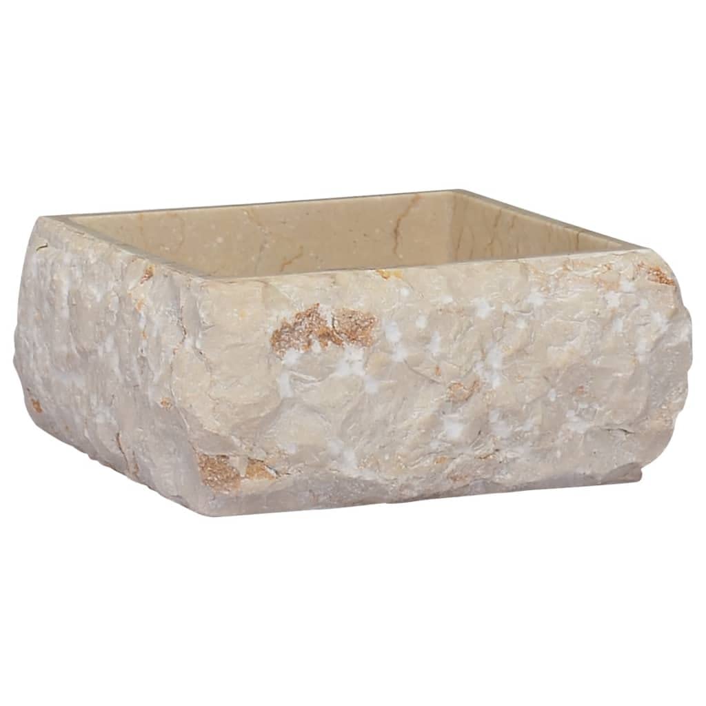 Vidaxl Sink Cream 30X30x13 Cm Marble Natural Stone Basin Washroom Bathroom 8720286300855