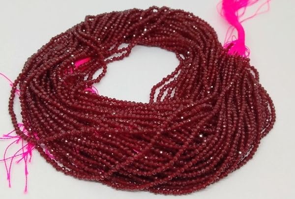 Shupre Maroon (Siam) 1800 Beads Approx | 10 line Strand 2mm Micro Faceted Hydro (Glass) Beads, Round Maroon Color Crystal Beads Jewellery Making - Craft Supplies